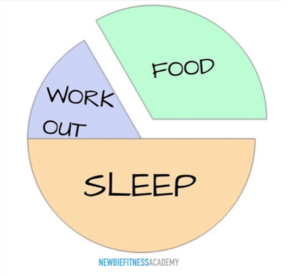 fitness pie chart - workout, food, sleep